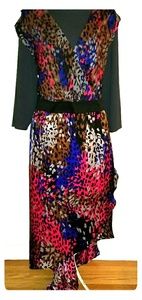 Multi-colored maxi hi/lo dress